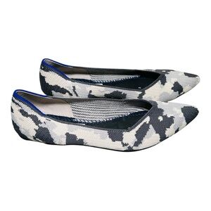Rothy's The Point Black and Gray Camouflage Flats Sz 7.5